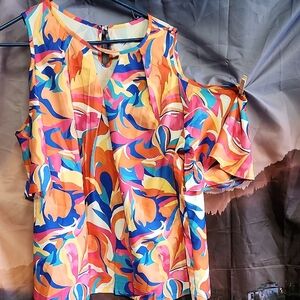 SHEIN Vibrant Multicolor Abstract Blouse